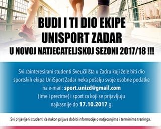 Budi i ti dio ekipe UniSport Zadar